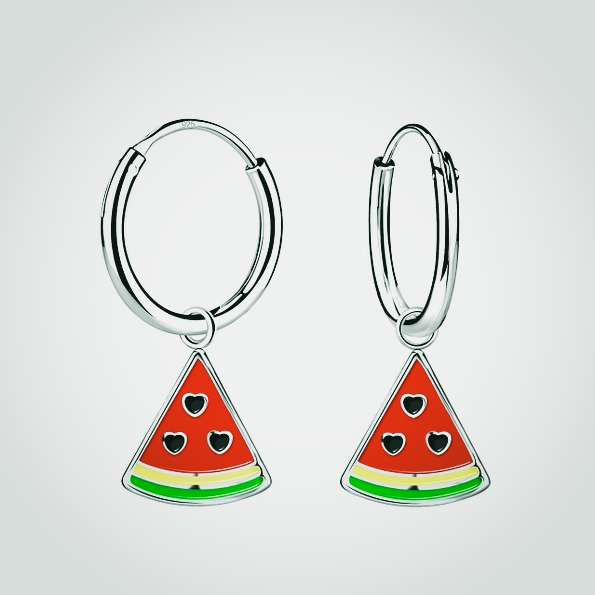 Sterling Silver Watermelon Hoop Earring