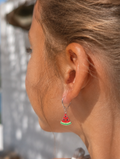 Sterling Silver Watermelon Hoop Earring
