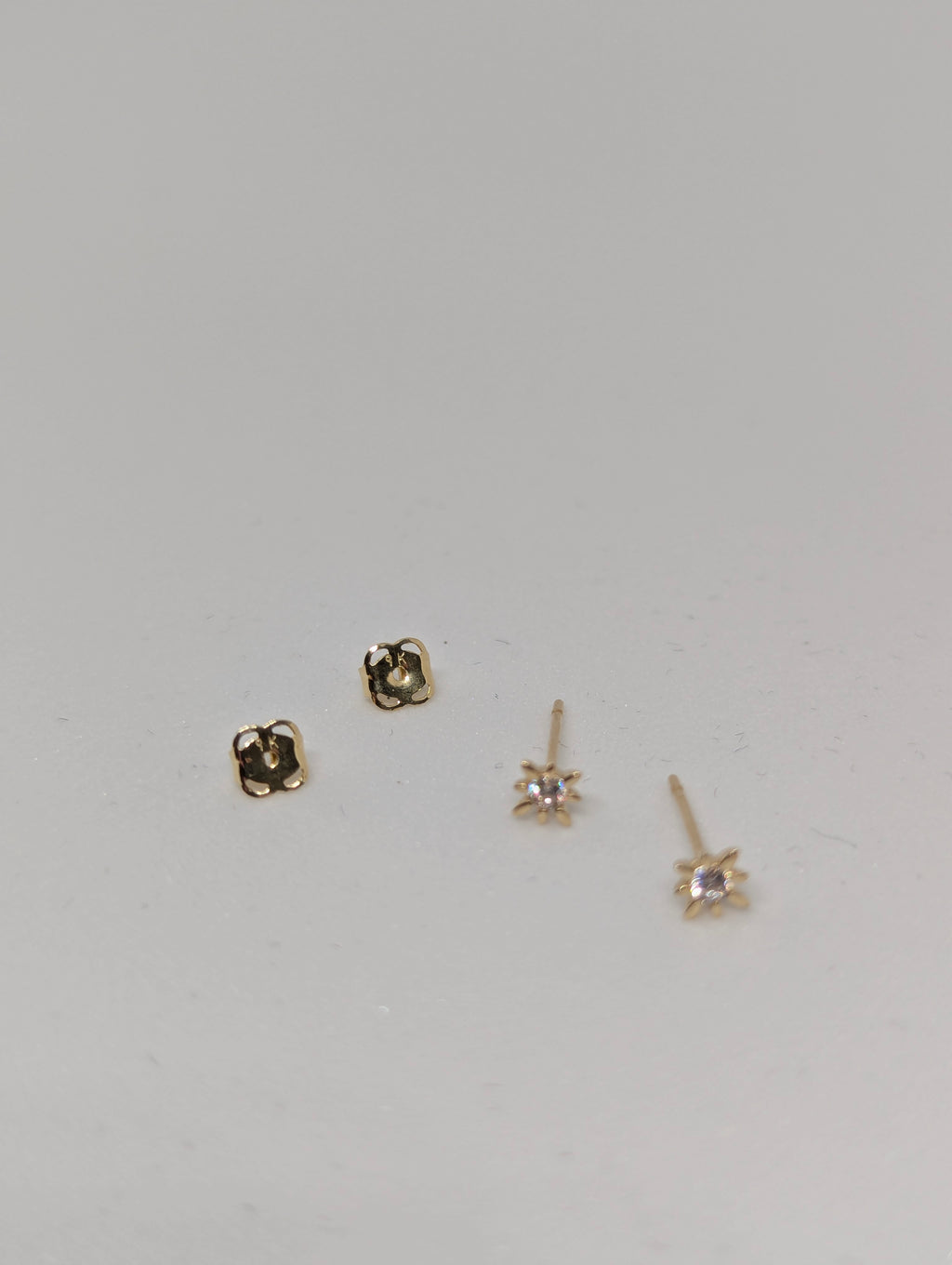 9ct Yellow Gold Sunburst Stud Earrings with Cubic Zirconia, Hallmarked