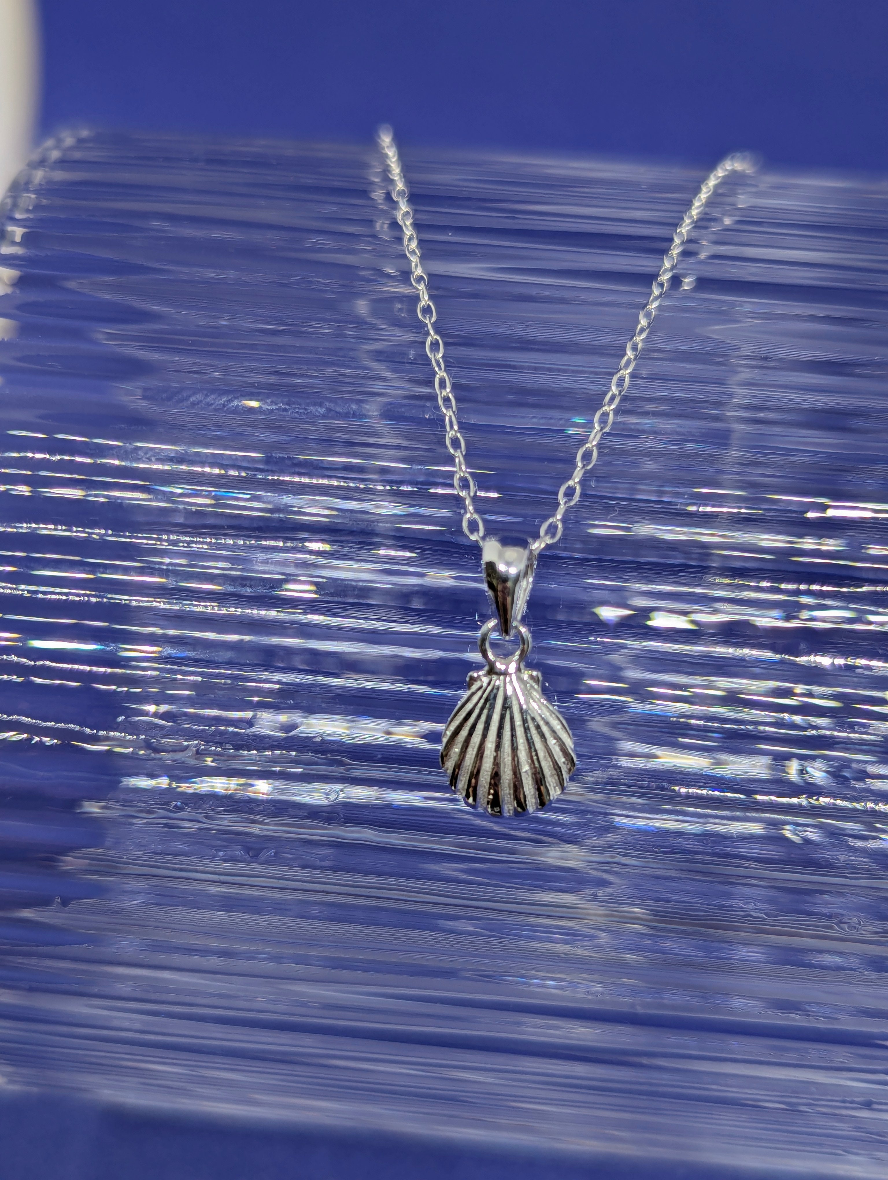 Silver Shell Pendant on a Chain, Hallmarked