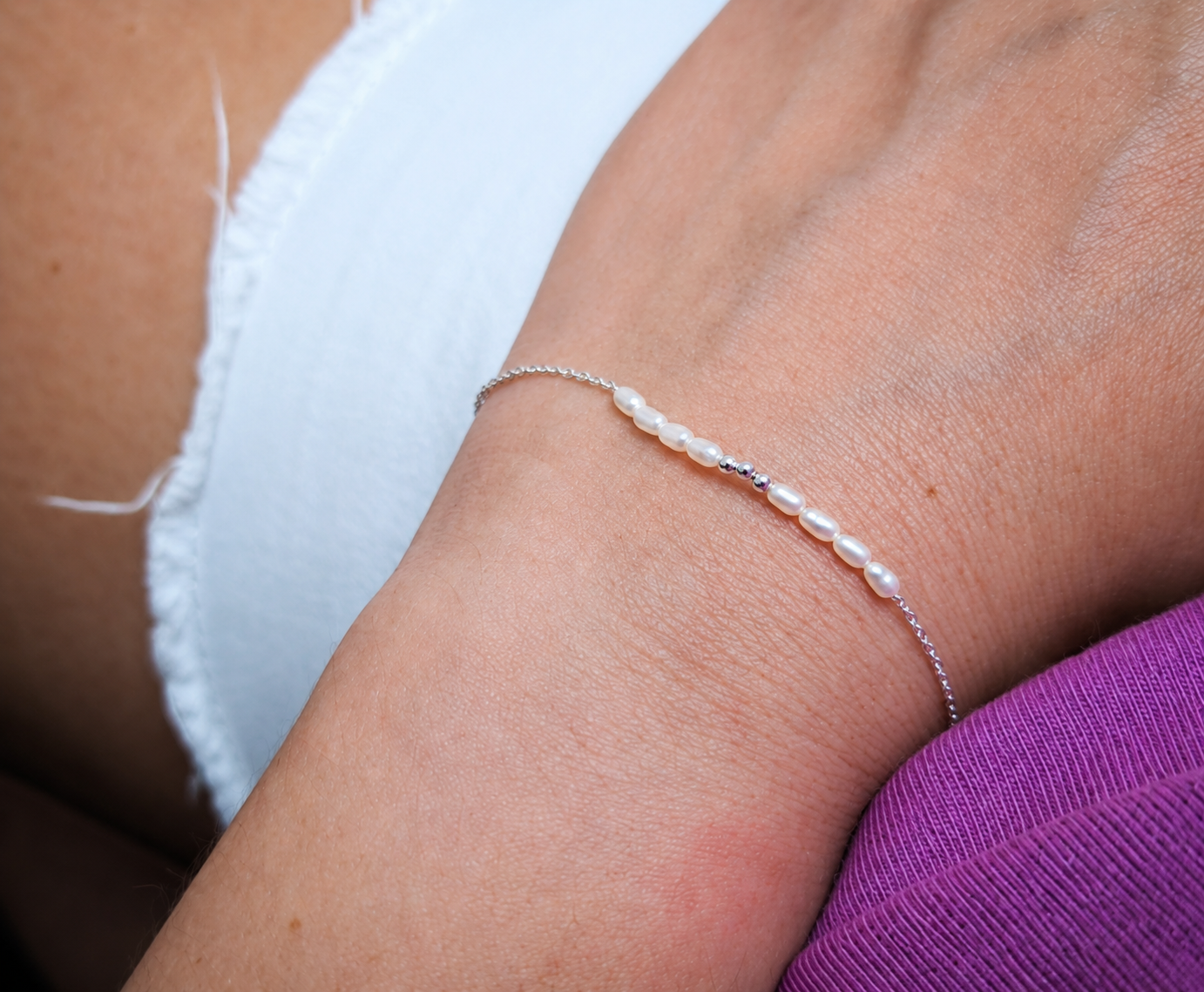 Silver Freshwater Pearl Bracelet, Hallmarked