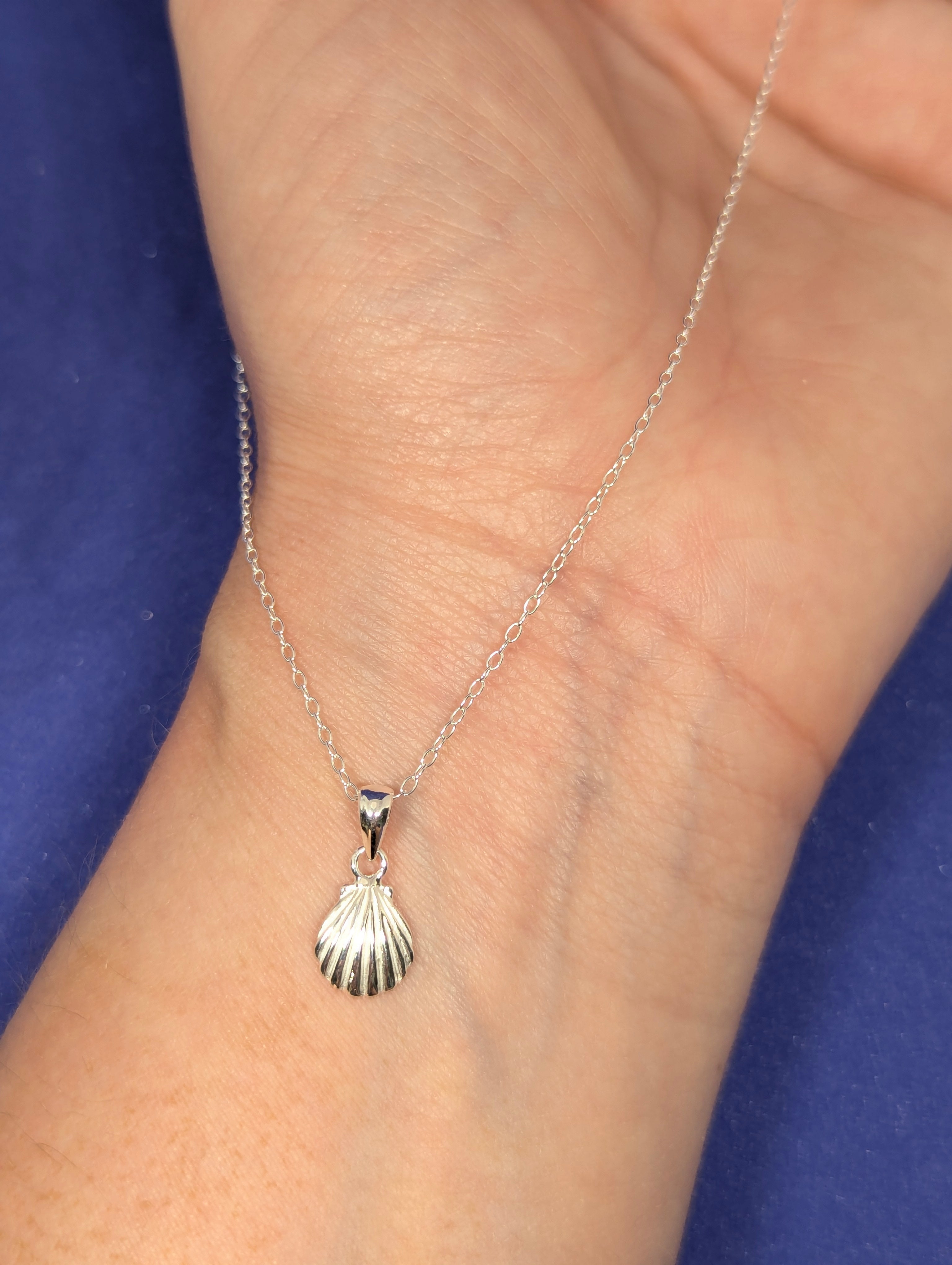 Silver Shell Pendant on a Chain, Hallmarked
