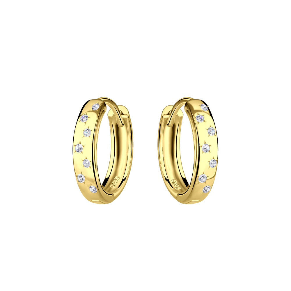 Starry Night Huggie Earrings in Sterling Silver & Gold